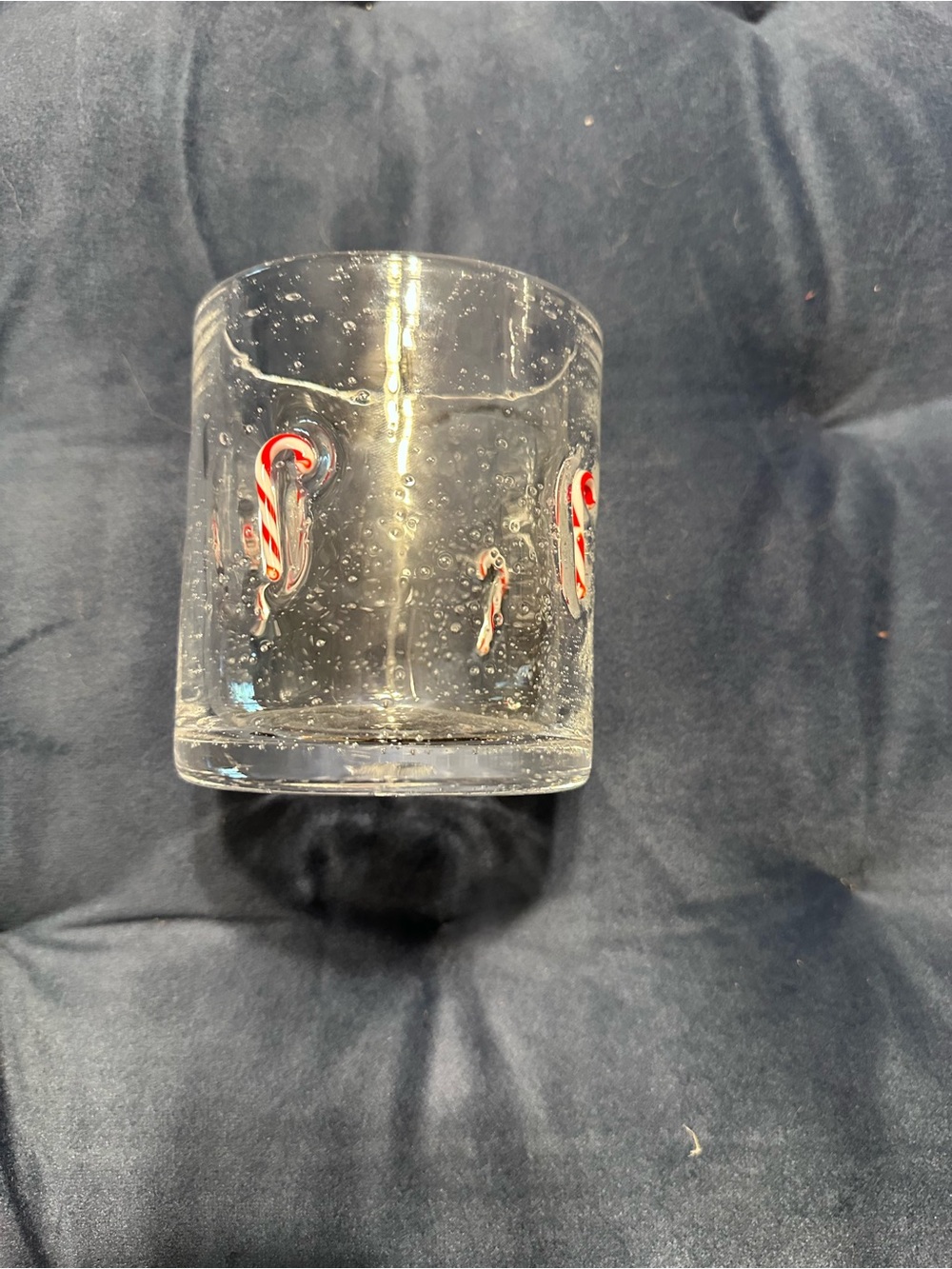 Clear Glass Tumbler with Candy Cane Accents
